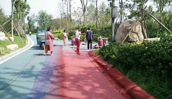 美邦仿石材彩色防滑路面，攜手共筑唯美園博會